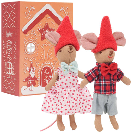 Cute Winter Mice in a Box – LevLov Mouse Set with Bed & Gingerbread House