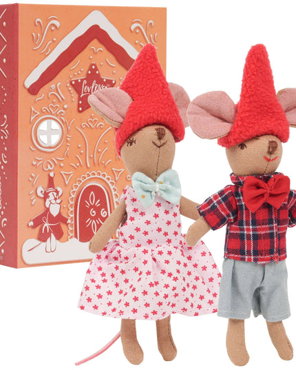 Cute Winter Mice in a Box – LevLov Mouse Set with Bed & Gingerbread House