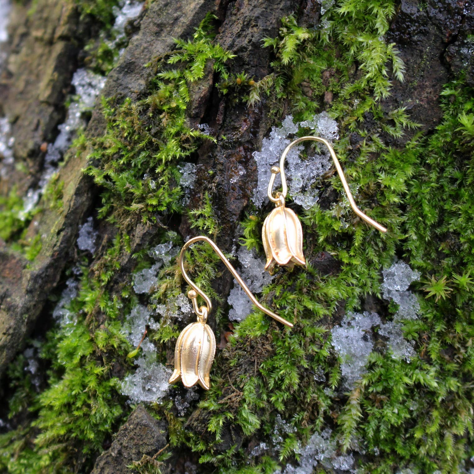 Gold Bluebell Single Drop Earrings, 14k Gold Plated - The Red Squirrel