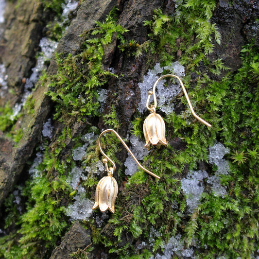 Gold Bluebell Single Drop Earrings, 14k Gold Plated - The Red Squirrel