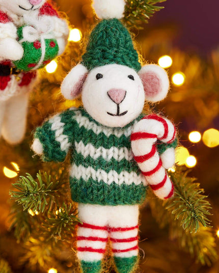Felt Santa Elf Decoration Candy Cane