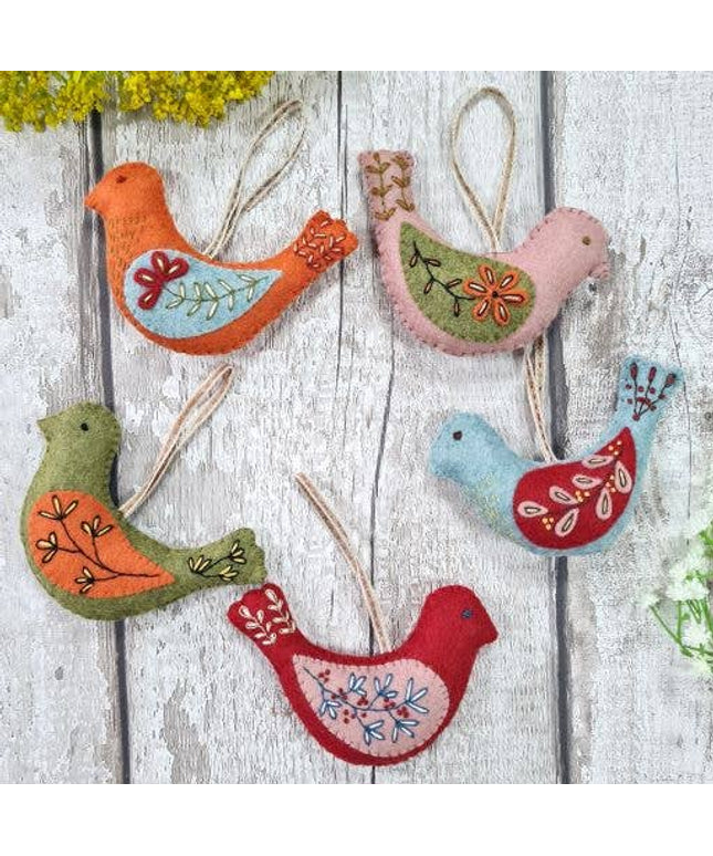 Folk Birds Felt Craft Kit - Makes 5 Embroidered Decorations | Corinne Lapierre