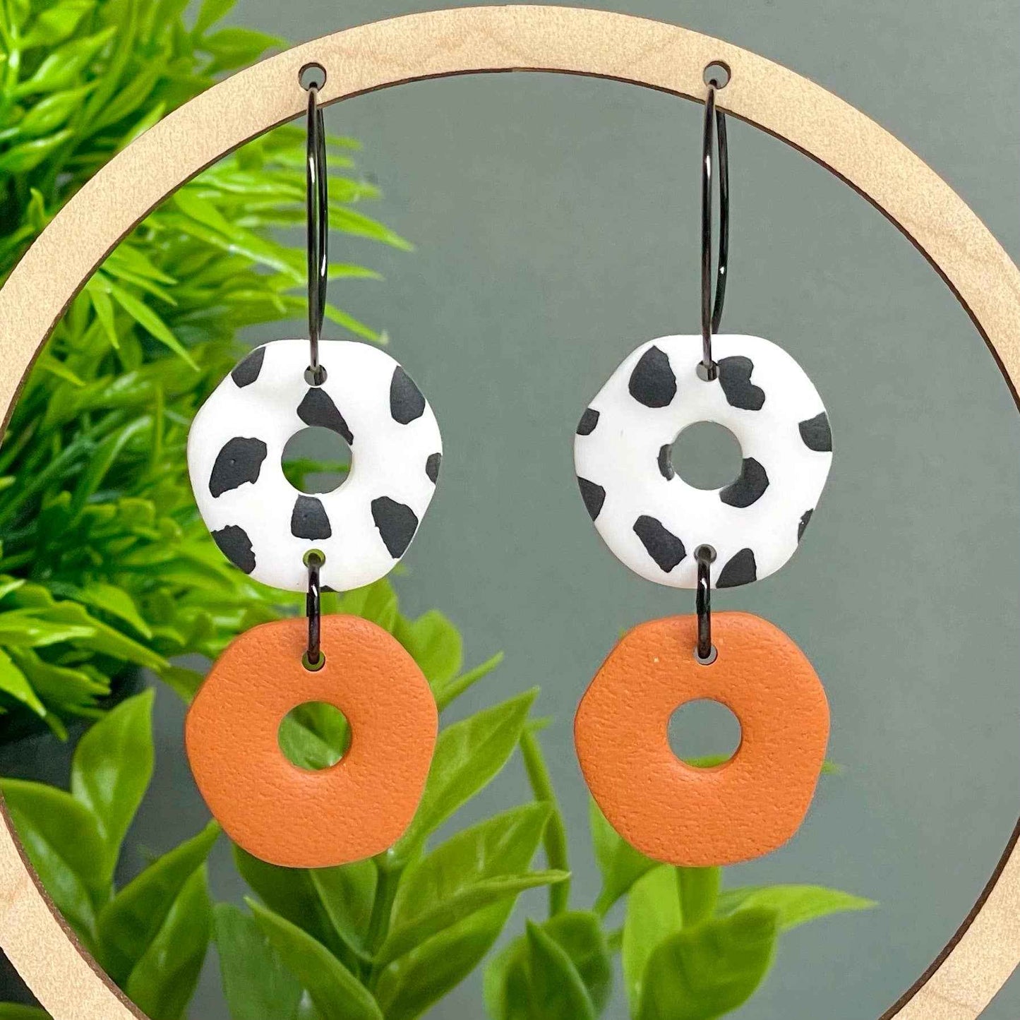 Dalmatian Print Hoop Earrings | Polymer Clay Statement Jewellery - The Red Squirrel