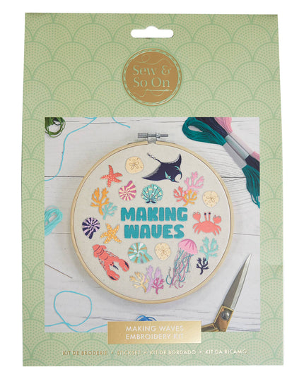 Sew & So On Embroidery Sewing Craft Stitch Kit Waves
