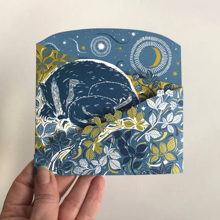 Concertina Card - Badger Amongst the Brambles