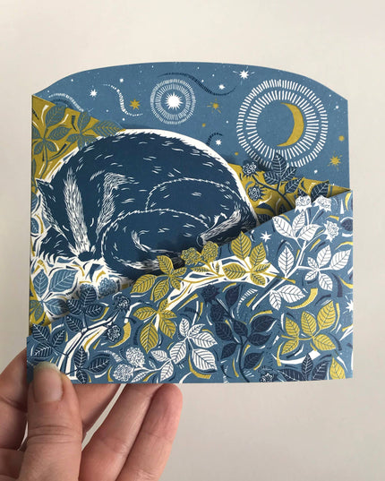 Concertina Card - Badger Amongst the Brambles
