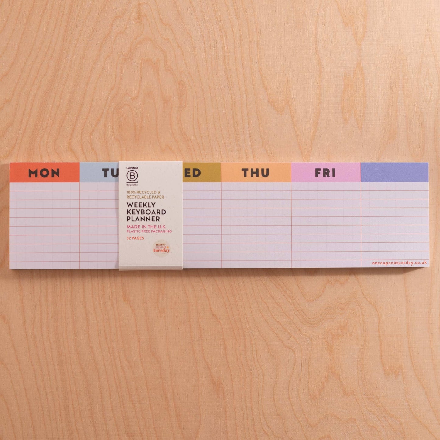 Keyboard Weekly Planner Pad | Colourful Grid - The Red Squirrel