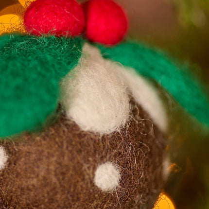 Felt Christmas Pudding Decoration – Eco-Friendly Fair Trade Ornament