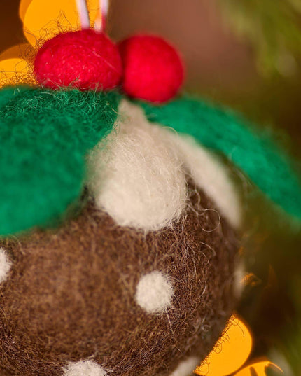 Felt Christmas Pudding Decoration – Eco-Friendly Fair Trade Ornament