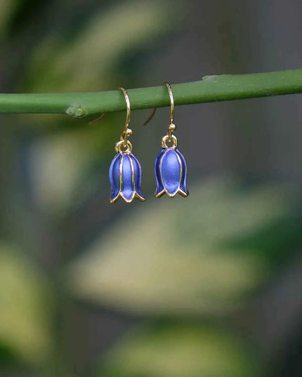 Bluebell Flower Single Drop Hook Earring Silver OR Gold plated