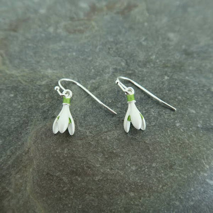 Snowdrop Flower Single Drop Earrings Silver Plated jewellery