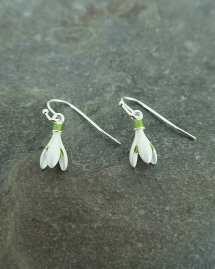 Snowdrop Flower Single Drop Earrings Silver Plated jewellery