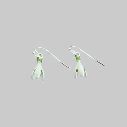 Snowdrop Flower Single Drop Earrings Silver Plated jewellery