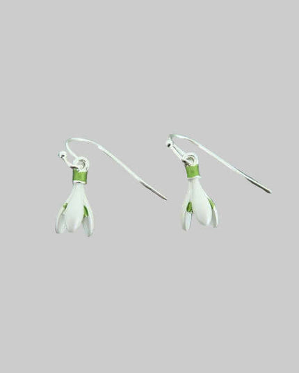 Snowdrop Flower Single Drop Earrings Silver Plated jewellery