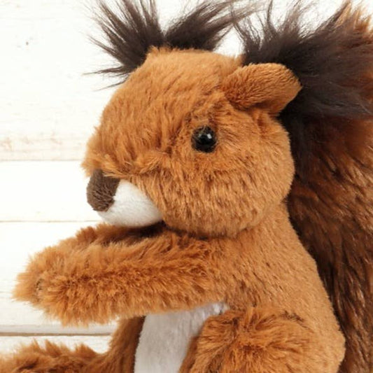 Plush toy squirrel with a white background