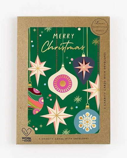 Charity Card Pack - Merry Christmas Baubles