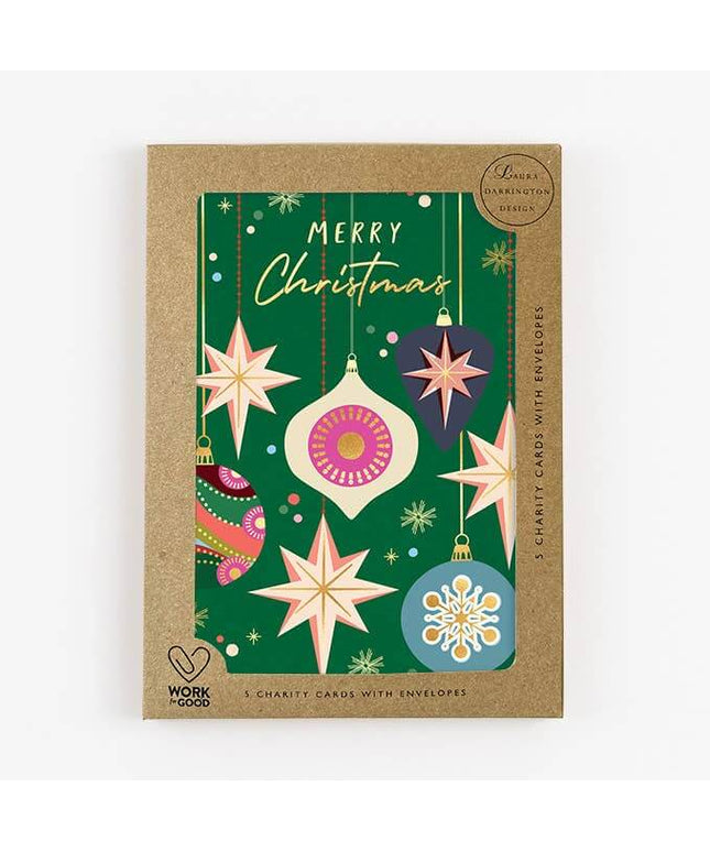 Charity Card Pack - Merry Christmas Baubles