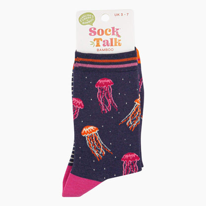 Sock with jellyfish pattern on a white background