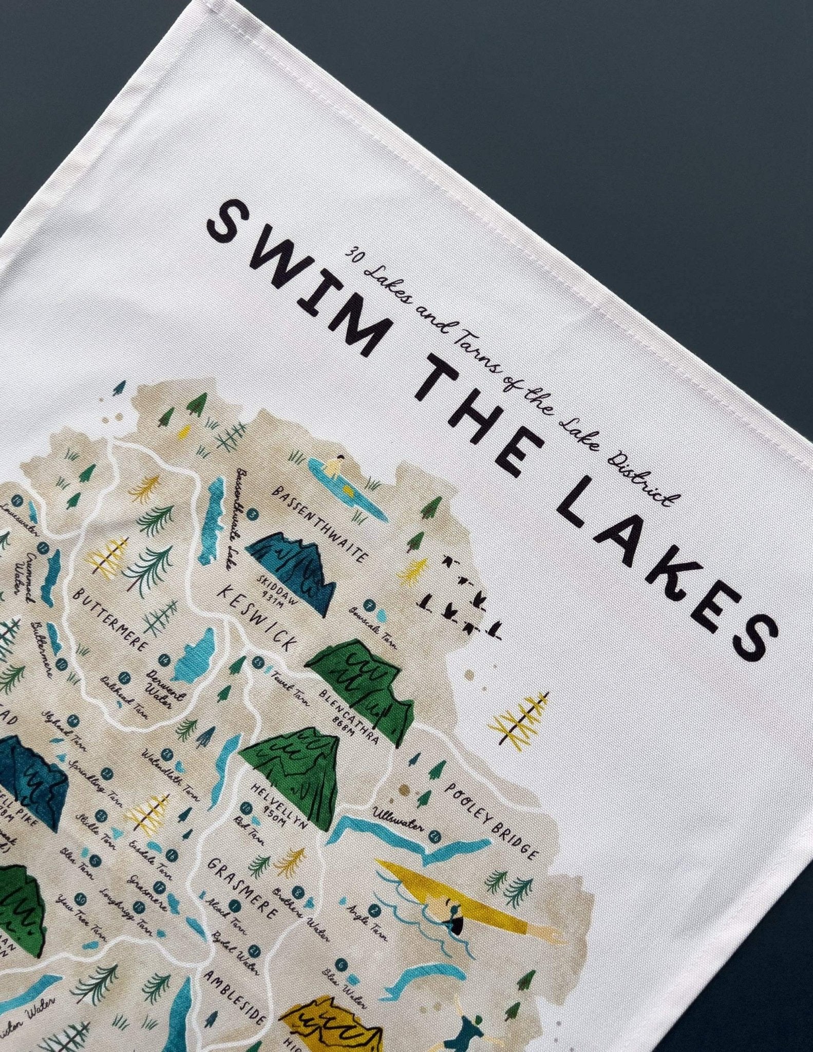 Swim the Lakes Tea Towel - The Red Squirrel