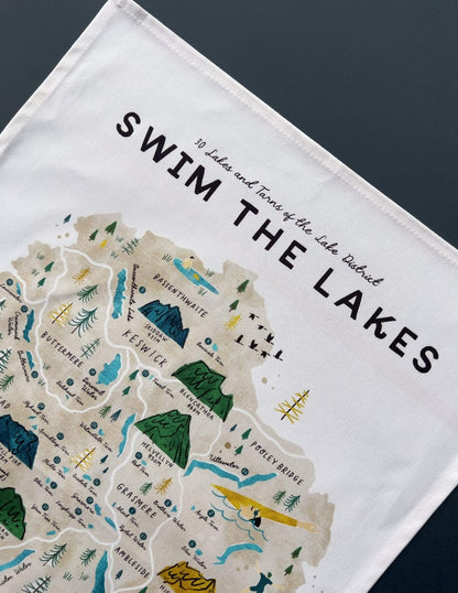 Swim the Lakes Tea Towel - The Red Squirrel