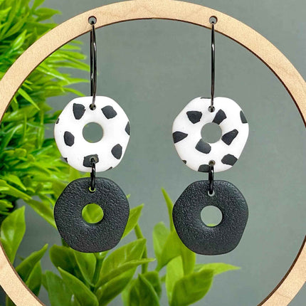 Dalmatian Print Clay Hoop Earrings - Statement jewellery