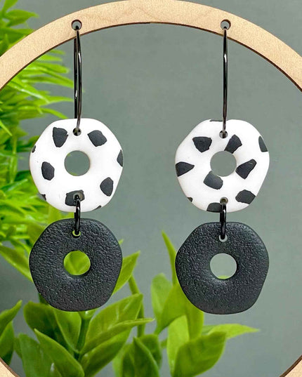 Dalmatian Print Clay Hoop Earrings - Statement jewellery