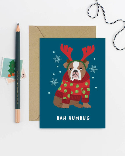 Grumpy Dog Holiday Card - Christmas Card - Seasonal Card