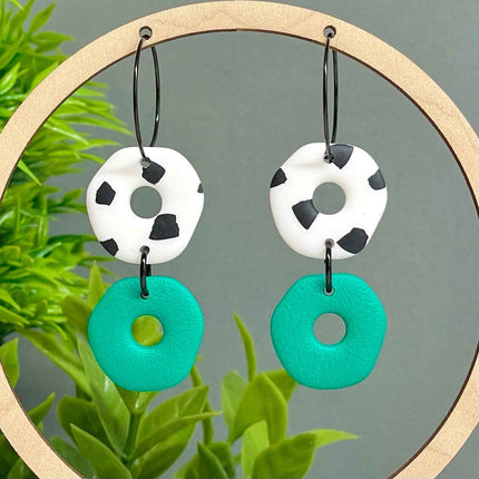 Dalmatian Print Clay Hoop Earrings - Statement jewellery Green