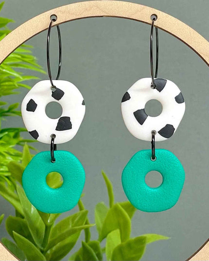 Dalmatian Print Clay Hoop Earrings - Statement jewellery Green