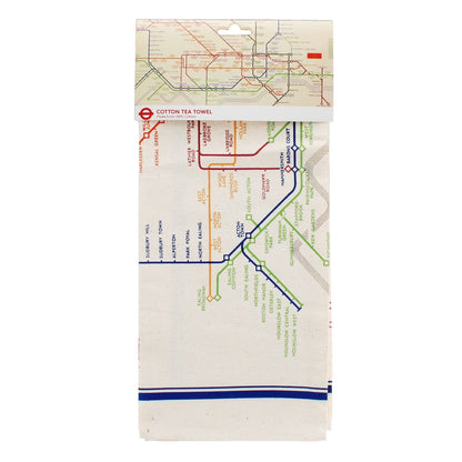 Cotton Tea Towel - TFL Heritage Tube Map - The Red Squirrel