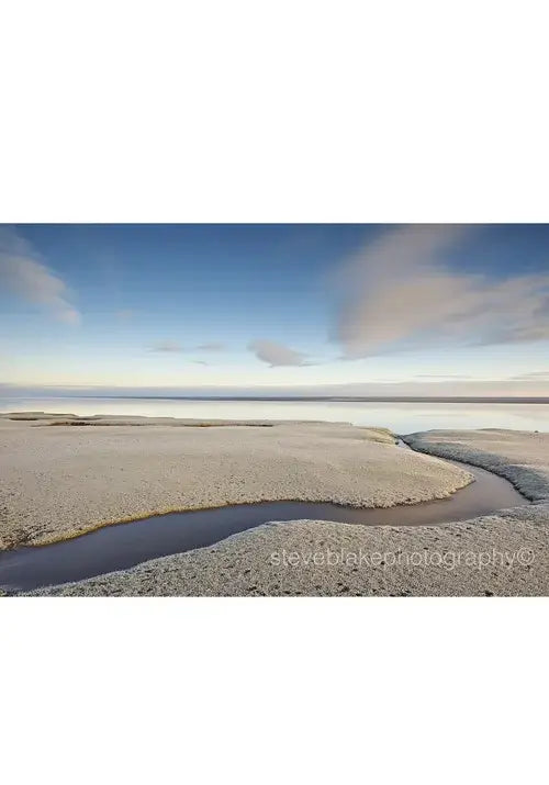Steve Blake Photography Greetings Cards - scenic view of a peaceful seascape with soft clouds and flowing water.