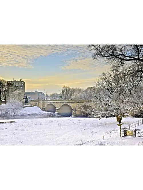 Steve Blake Photography Greetings Cards featuring a scenic winter view of a bridge in the Lake District.