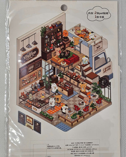 DIY Sticker packs - Make a scene with stickers Coffee House inside a Van