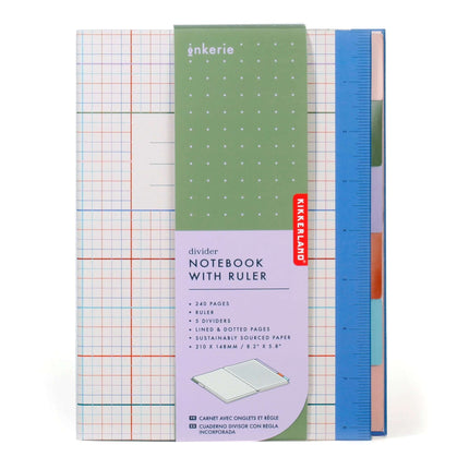 Divider Notebook with Ruler - Lined and Dotted Paper