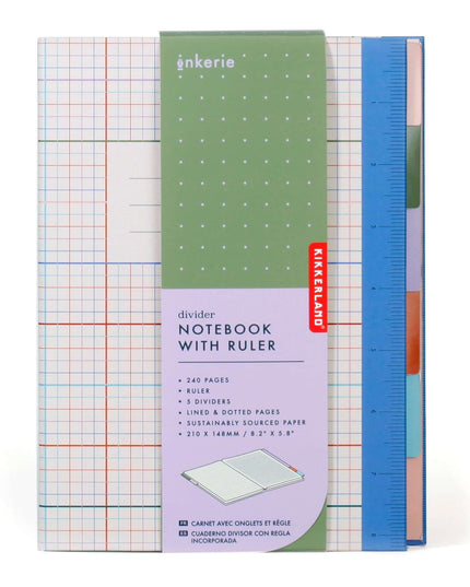 Divider Notebook with Ruler - Lined and Dotted Paper