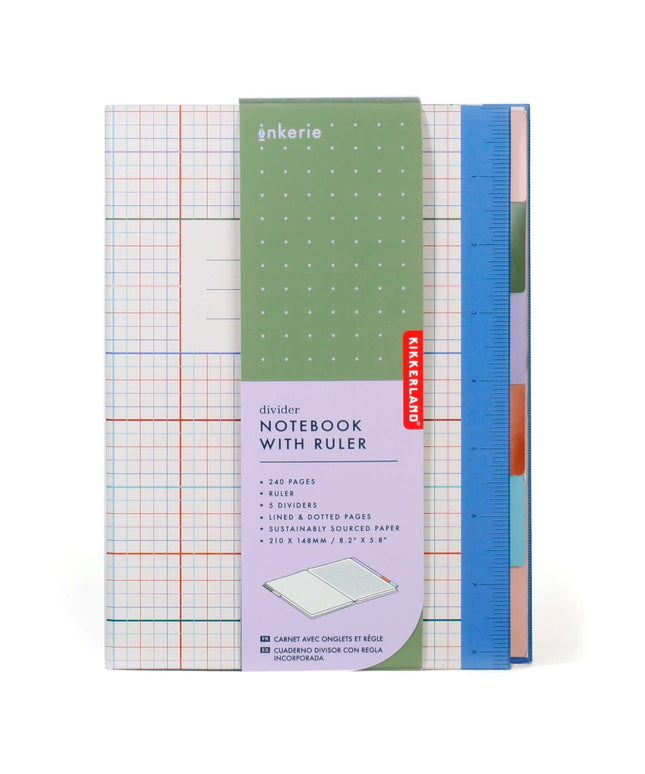 Divider Notebook with Ruler - Lined and Dotted Paper