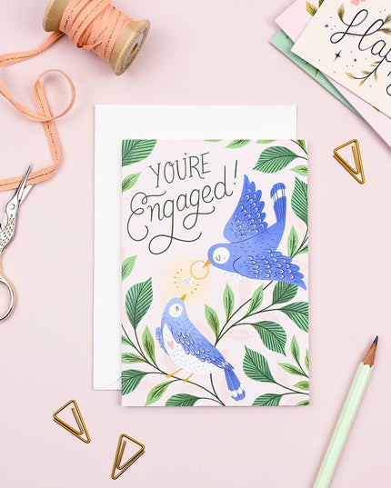 Engagement Card – Engaged Birds Wedding Congratulations