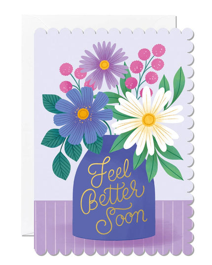 Get Well Soon Card – Vase Design with Flowers Greeting