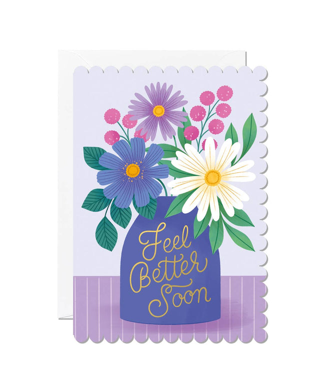 Get Well Soon Card – Vase Design with Flowers Greeting