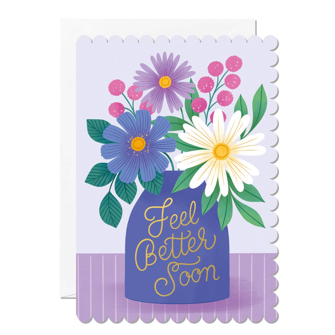 Get Well Soon Card – Vase Design with Flowers Greeting - The Red Squirrel