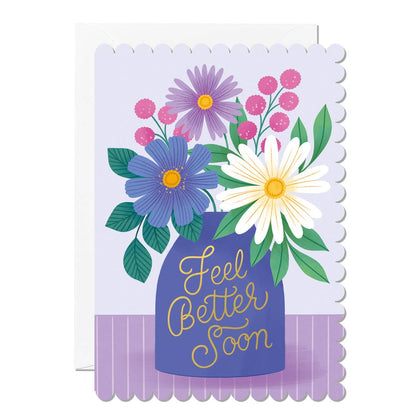 Get Well Soon Card – Vase Design with Flowers Greeting - The Red Squirrel