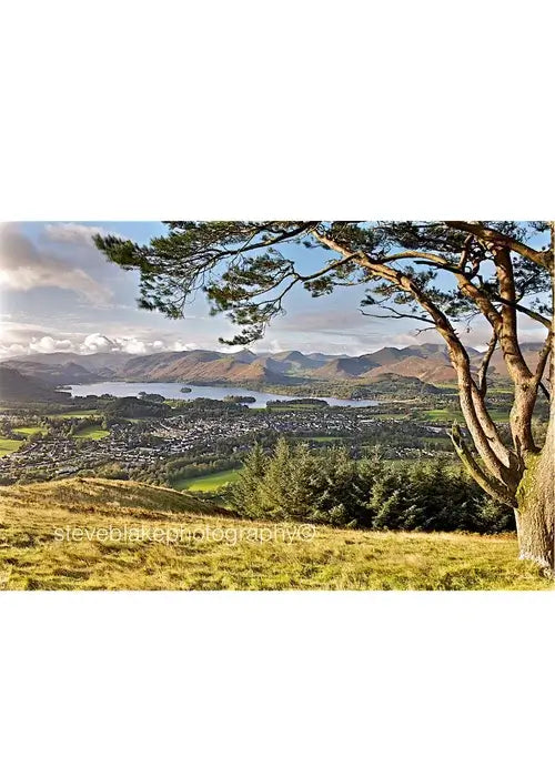 Scenic view of Lake District captured in a Steve Blake Photography Greetings Cards. A stunning landscape with mountains and trees.