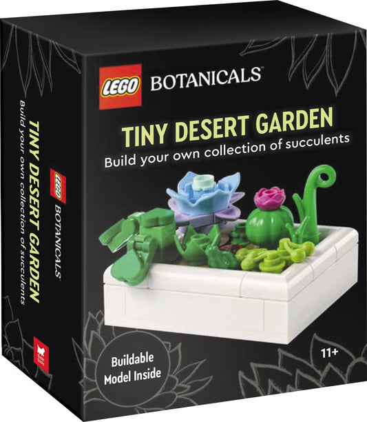 LEGO Botanicals Tiny Desert Garden set packaging with succulent figures and white planter.