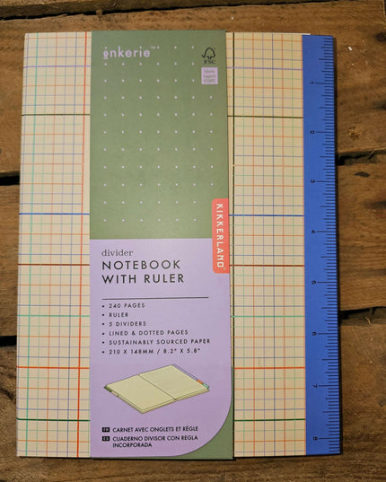 Divider Notebook with Ruler - Lined and Dotted Paper