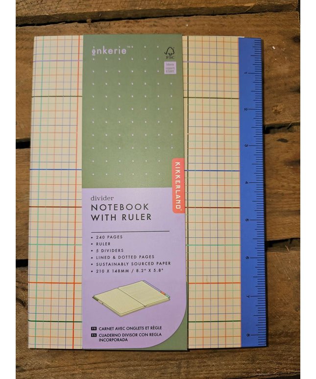 Divider Notebook with Ruler - Lined and Dotted Paper