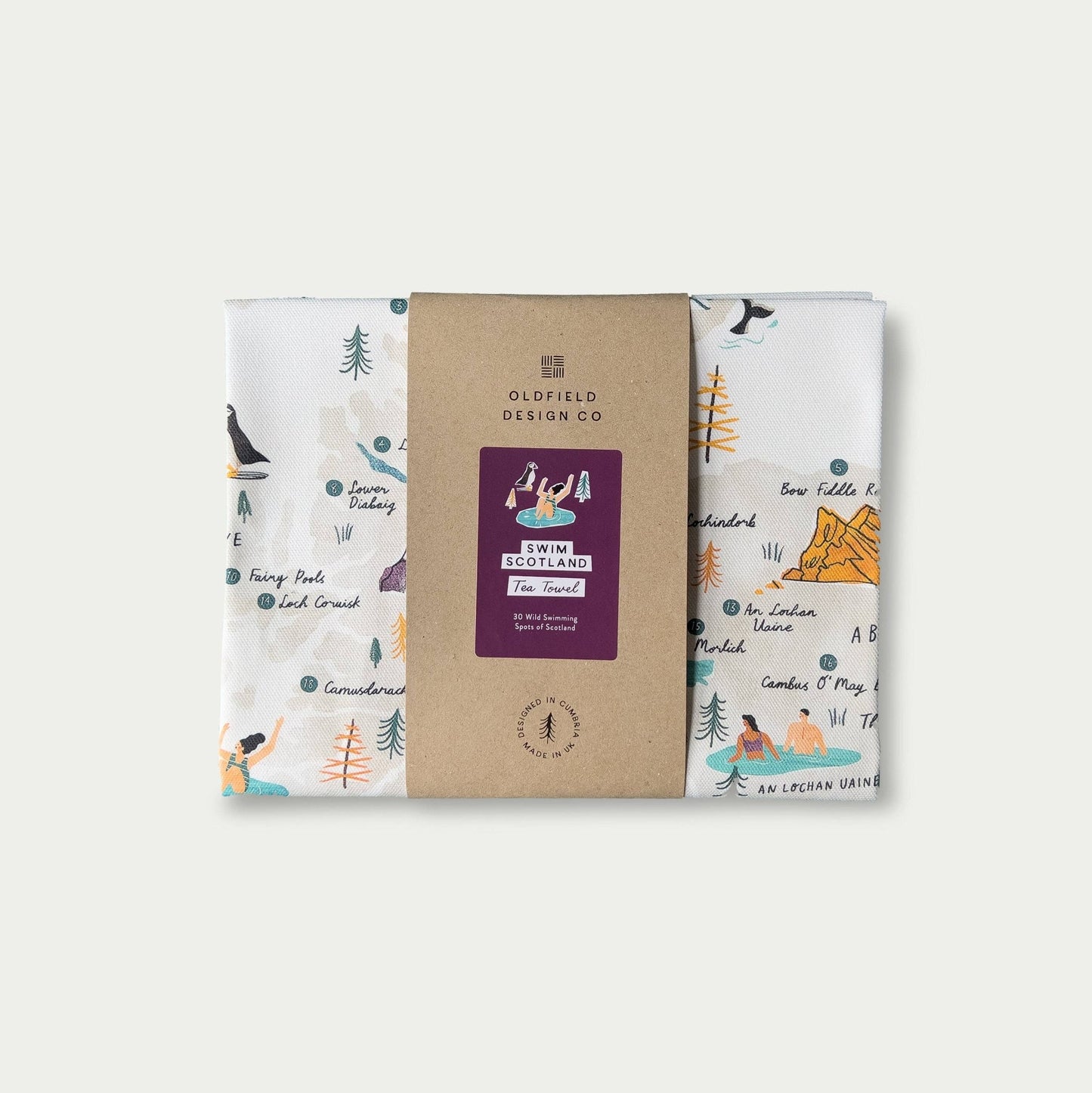 Scotland wild Swimming Tea Towel