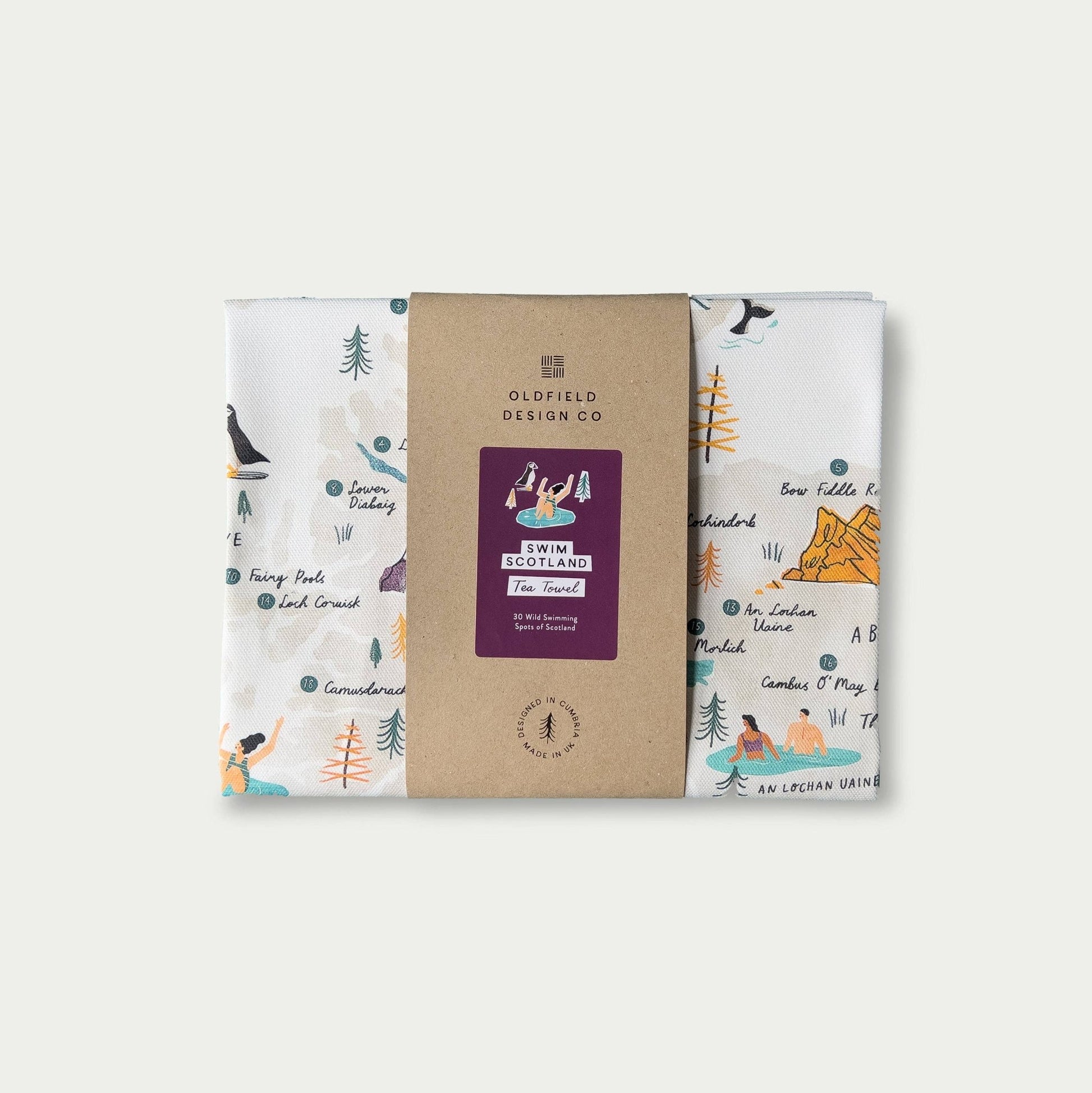 Scotland wild Swimming Tea Towel