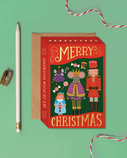 Festive Nutcracker Figurines Box Card - Christmas Card