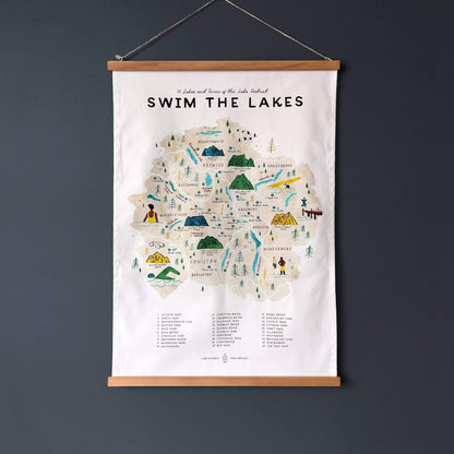 Swim the Lakes Tea Towel - The Red Squirrel