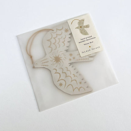 Screenprinted Wooden Decoration - White Bird